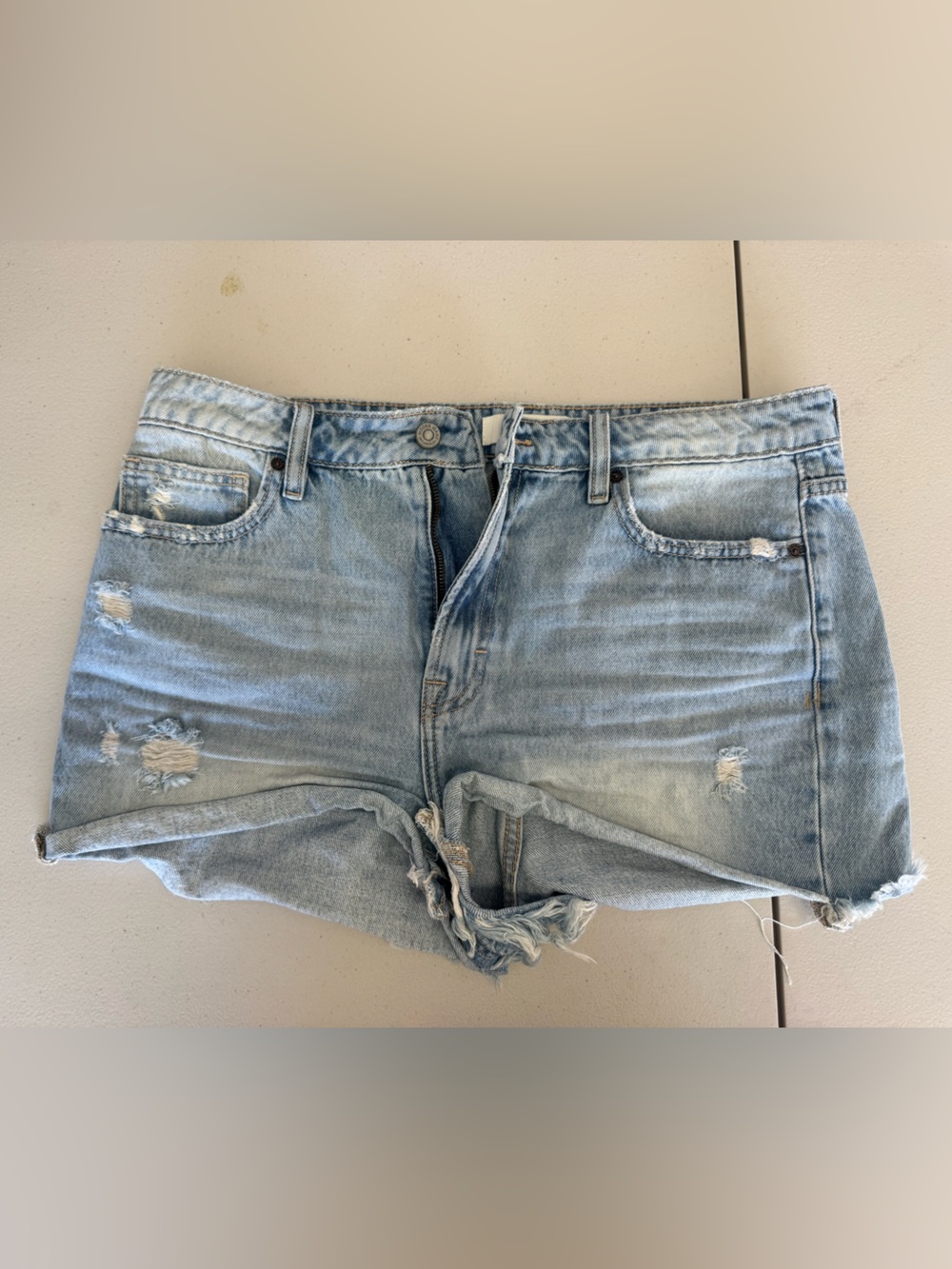 Light Wash Distressed Women's Jean Shorts